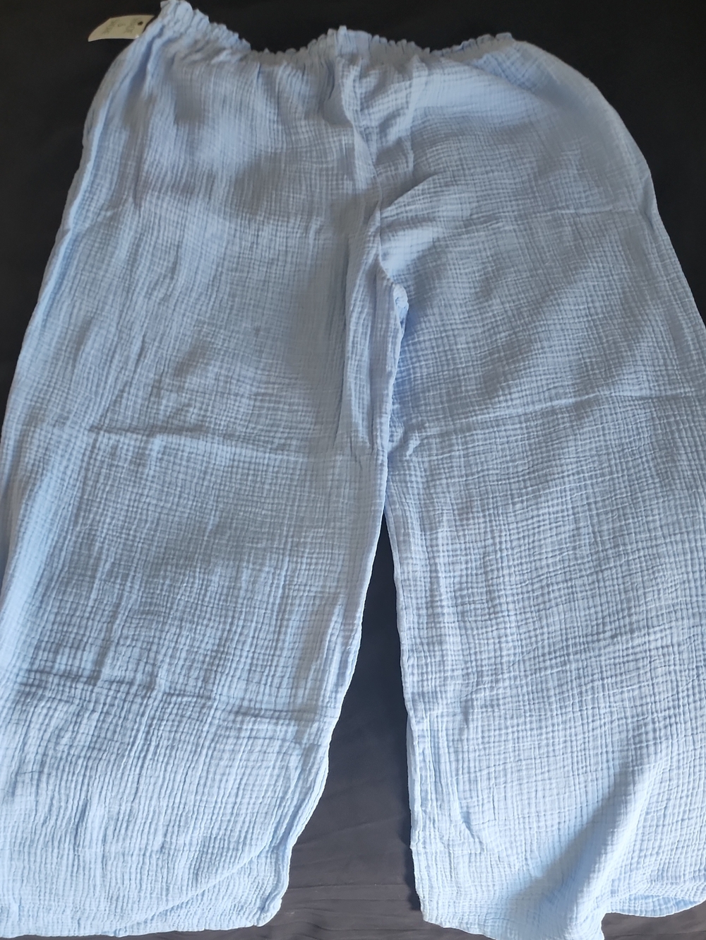 Light Blue Cotton Gauze Pull-On Pants